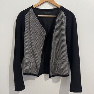 Theory Blazer Cardigan Jacket Size 4 Black White Wool Cotton